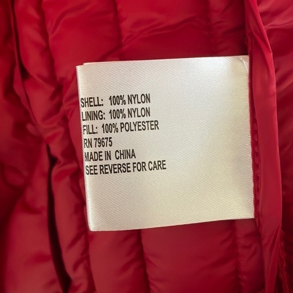 Brand New Michael Kors Zippered Down Alternative Packable Red Jacket Hooded Coat - Picture 15 of 16